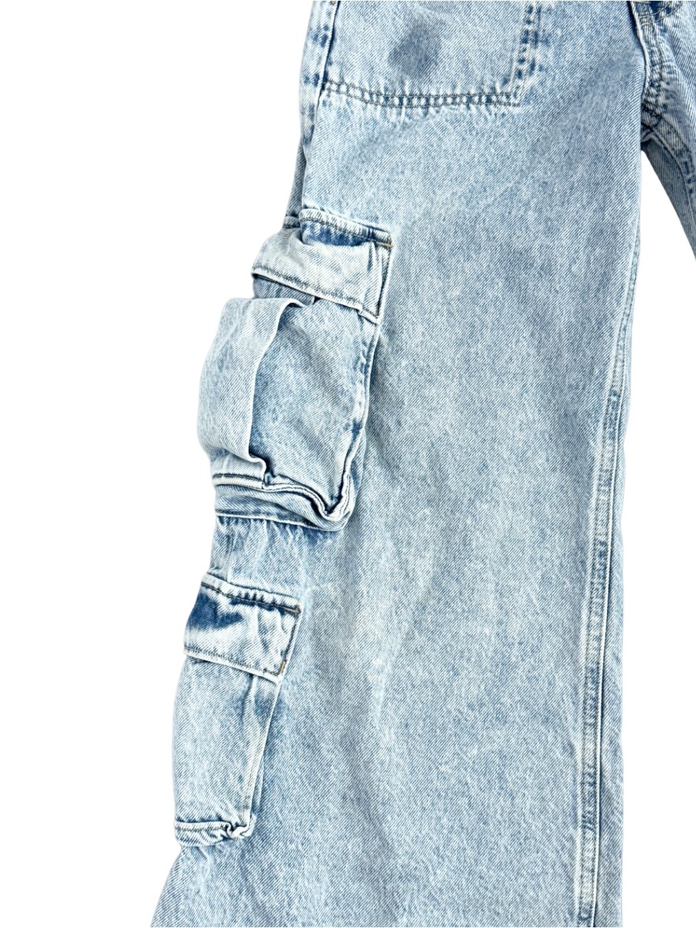Gap Kids Girls Baggy Cargo Jeans Size 12 Slim Light Wash Wide Leg Denim - Picture 3 of 6